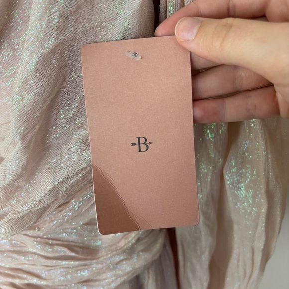 Anthropologie BHLDN Jade Pink Metallic One Shoulder Asymmetrical Dress Size 0 - Picture 3 of 9